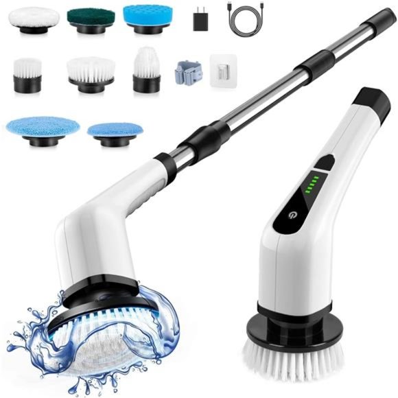 Cordless Electric Spin Scrubber,Cleaning Brush Scrubber for Home, 400RPM/Mins - Picture 1 of 7